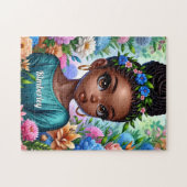 Zwart meisje Afrikaans Amerikaans met vlechten Legpuzzel (Horizontaal)