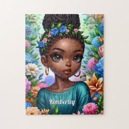 Zwart meisje Afrikaans Amerikaans met vlechten Legpuzzel