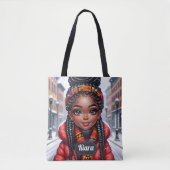 Zwart meisje Afrikaans Amerikaans met vlechten Tote Bag (Voorkant)