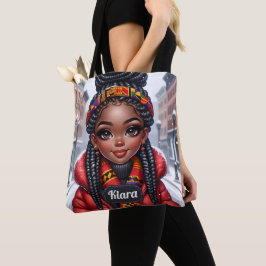 Zwart meisje Afrikaans Amerikaans met vlechten Tote Bag