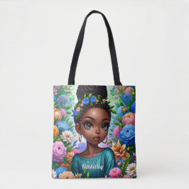Zwart meisje Afrikaans Amerikaans met vlechten Tote Bag