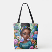 Zwart meisje Afrikaans Amerikaans met vlechten Tote Bag (Achterkant)