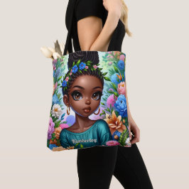 Zwart meisje Afrikaans Amerikaans met vlechten Tote Bag