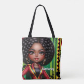 Zwart meisje Afrikaans Amerikaans Tote Bag (Achterkant)