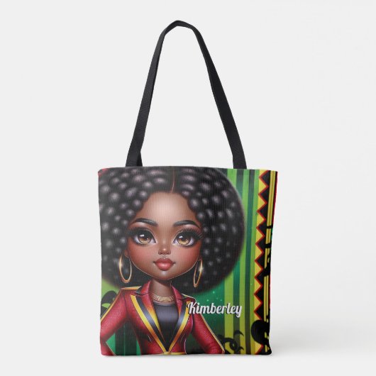 Zwart meisje Afrikaans Amerikaans Tote Bag (Achterkant)