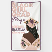 Zwart Meisje Afstudeerder Magic Floral Afstuderen Spandoek (Verticaal)