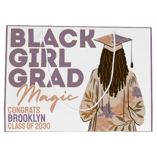 Zwart Meisje Afstudeerder Magic Floral Boho Afstud Groot Cadeauzakje (Achterkant)
