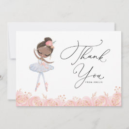 Zwart Meisje Ballerina in Witte Jurk Verjaardag Bedankkaart