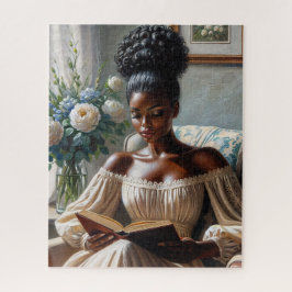 zwart meisje dat een boek leest legpuzzel