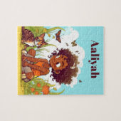 Zwart meisje dat speelt met een kattennaam Puzzle Legpuzzel (Horizontaal)