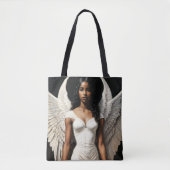Zwart Meisje Engel Angelcore Art Tote Bag (Voorkant)