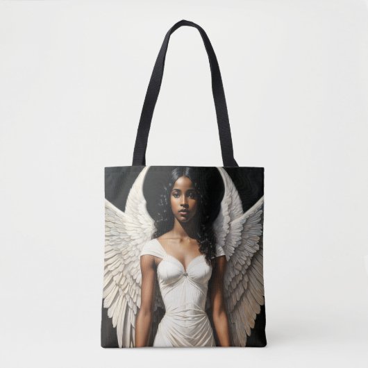 Zwart Meisje Engel Angelcore Art Tote Bag (Voorkant)
