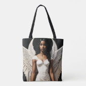 Zwart Meisje Engel Angelcore Art Tote Bag (Achterkant)