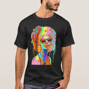 Zwart meisje geïnspireerd met zwarte damesverf t-shirt