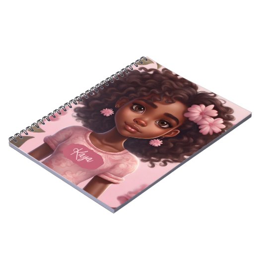 Zwart Meisje Gepersonaliseerd Notitieboek (Linkerzijde)