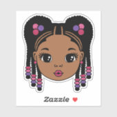 Zwart Meisje Gevlochten Haar Sticker (Vel)