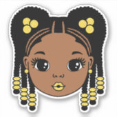 Zwart Meisje Gevlochten Haar Sticker (Voorkant)