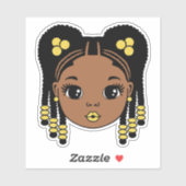 Zwart Meisje Gevlochten Haar Sticker (Vel)