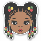 Zwart Meisje Gevlochten Haar Sticker (Voorkant)