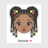 Zwart Meisje Gevlochten Haar Sticker (Vel)