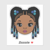 Zwart Meisje Gevlochten Haar Sticker (Vel)