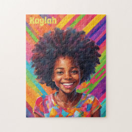 Zwart Meisje In Leuke Regenboog Kleuren Gepersonal Legpuzzel