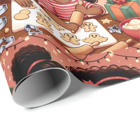 Zwart Meisje Kerst Wrapping Papier - Zusters (Rol Hoek)