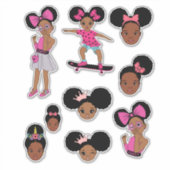 Zwart Meisje Kerstmis Decal Melanine Xmas Decals Sticker (Voorkant)