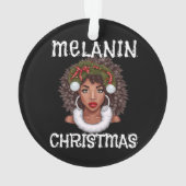 Zwart Meisje Kerstmis Magic Melanine Lelijke Kerst Ornament (achterkant)