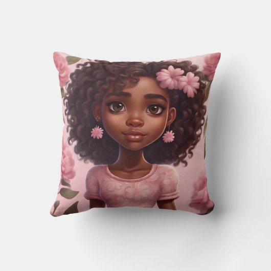 Zwart Meisje Kussen Gepersonaliseerd (Achterkant)