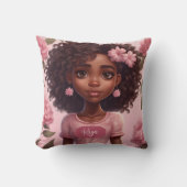 Zwart Meisje Kussen Gepersonaliseerd (Voorkant)