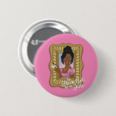 Zwart Meisje Loves Jane Roze Button (Voorkant /achterkant)