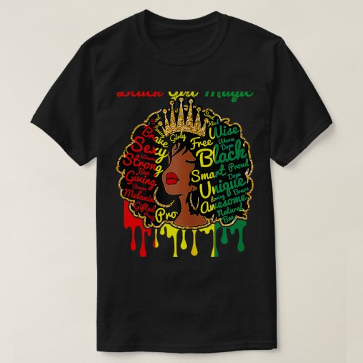 Zwart Meisje Magic Afro-Amerikaanse Juneteenth Fre T-shirt (Design voorkant)