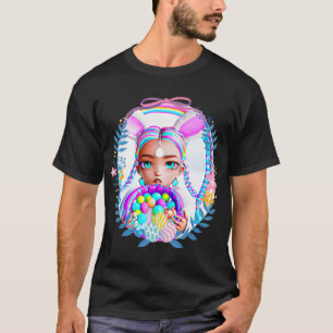 Zwart Meisje Magic Pasen Bunny Basket Ei Hunt Mela T-shirt