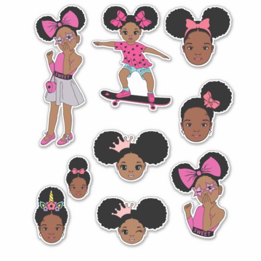 Zwart Meisje Magic Sticker Decals Fun Meisjes Mela (Voorkant)