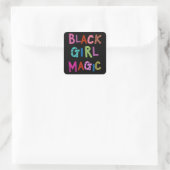 Zwart Meisje Magic Zwart Queens Prinses Kinder Mei Vierkante Sticker (Tas)