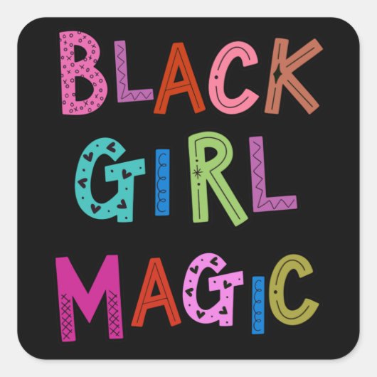 Zwart Meisje Magic Zwart Queens Prinses Kinder Mei Vierkante Sticker (Voorkant)