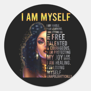 Zwart meisje Magic, zwarte vrouwen, ik ben mezelf, Ronde Sticker