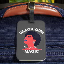 Zwart meisje magie afro zwarte geschiedenis maand  bagagelabel