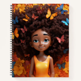 Zwart meisje magie melanine prinses bruine huid me notitieboek