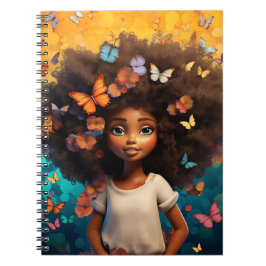Zwart meisje magie melanine prinses bruine huid me notitieboek