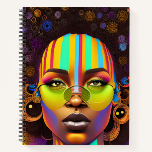 Zwart meisje magie, melanine vrouw, pastel regenbo notitieboek