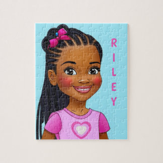 Zwart meisje met braids persoonlijke jigzaag Puzzl Legpuzzel