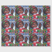 Zwart meisje met zwarte pop inpakpapier (Vlak)