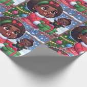 Zwart meisje met zwarte pop inpakpapier (Hoek)