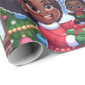 Zwart meisje met zwarte pop inpakpapier (Rol Hoek)