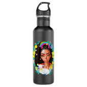 Zwart Meisje Pasen Magic Bruin Huid Meisjes Lente  Waterfles (Voorkant)