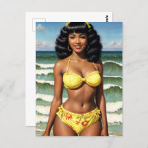 Zwart Meisje Pinup Melanine Bikini Model