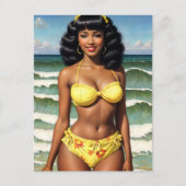 Zwart Meisje Pinup Melanine Bikini Model Briefkaart (Voorkant)