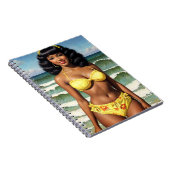 Zwart Meisje Pinup Melanine Bikini Model Notitieboek (Rechterzijde)